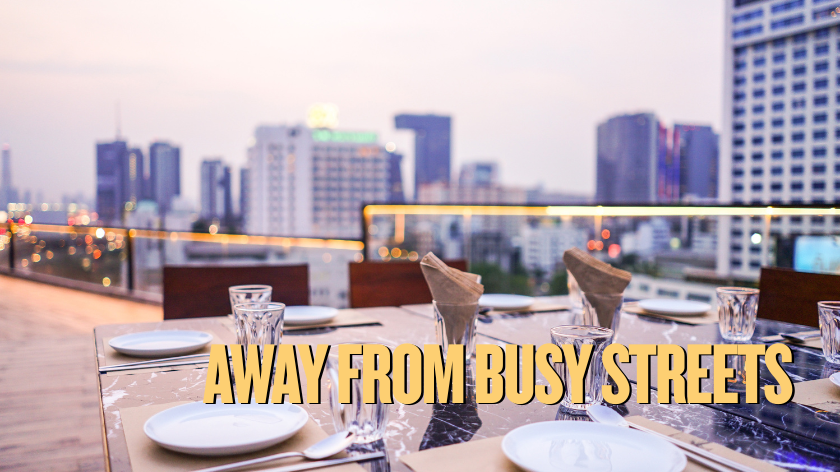 away from the busy streets